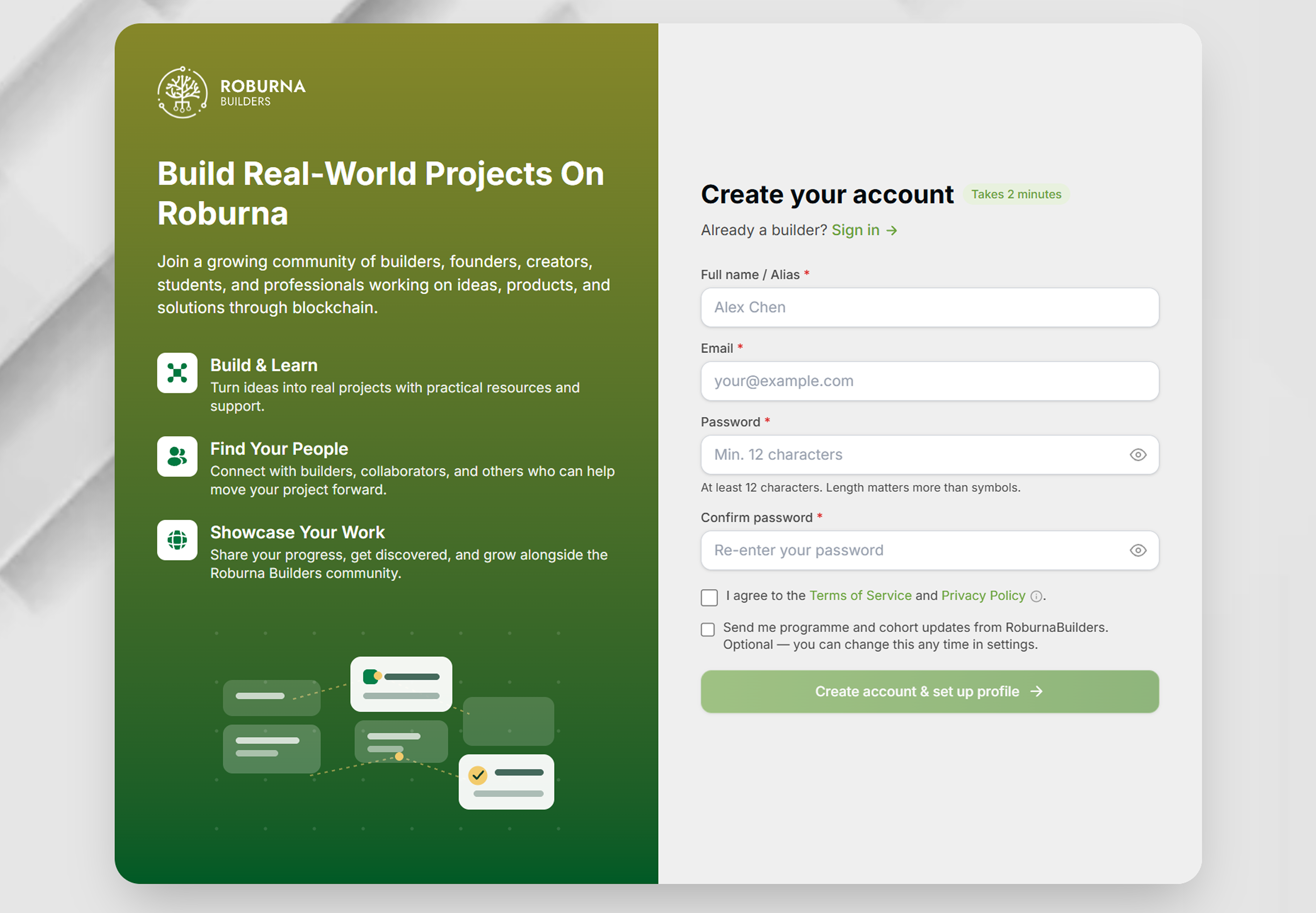 sign up form